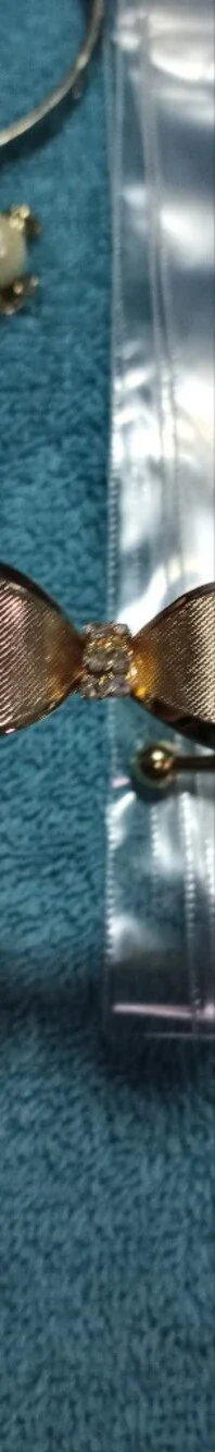 Gold Bow Cuff Bracelet with Crystal Accent